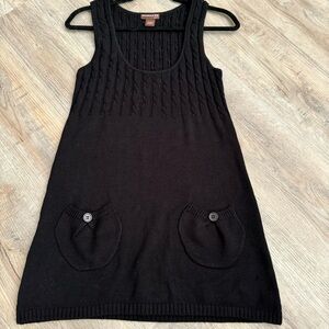 Hooked Up By IOT Black Ribbed Sweater Dress Sleeveless Sz M